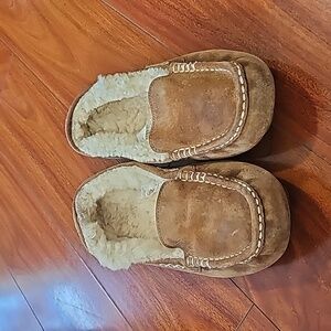 Ugg Ansley Slip On Leather Suede Sherpa Lined Slippers in Chestnut Sz 7